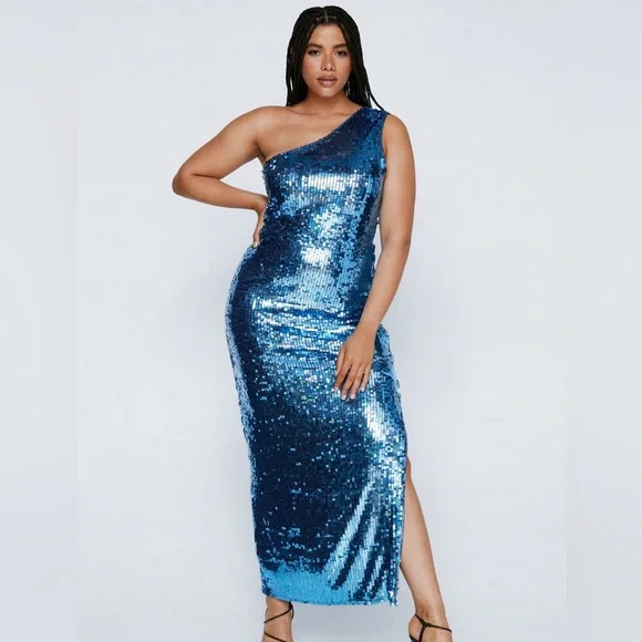 blue dress for baby girl Royal Blue Sequins Strapless Short Court Train Mermaid Prom Dress main image 1